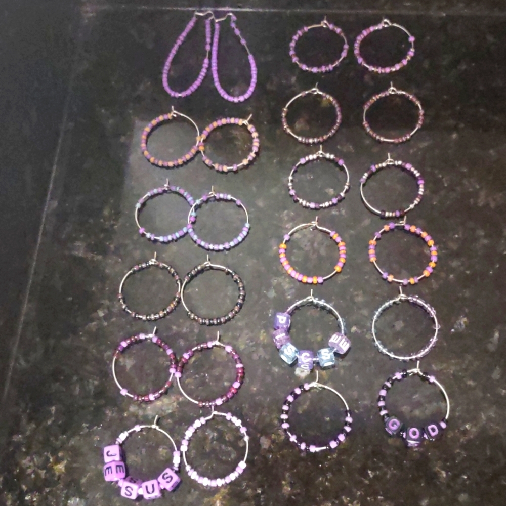 Earring Hoop's Silver Small/Medium 12 Ct. Purple